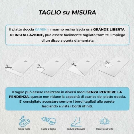 Piatto Doccia Filo Pavimento Karen 100x120 In Resina Bianco Pietra 5 Piatto Doccia Filo Pavimento Karen 100x120 In Resina Bianco Pietra - immagine 5