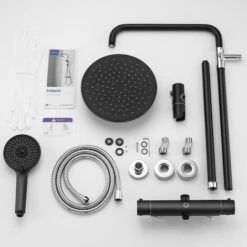 Cecipa Colonne Doccia Termostatiche 38 °C Colonna Doccia Termostatica Con Doccetta, Soffione A Pioggia, Set Doccia Termostatico Regolabile In Altezza Nero 9 Cecipa Colonne Doccia Termostatiche 38 °C Colonna Doccia Termostatica Con Doccetta, Soffione A Pioggia, Set Doccia Termostatico Regolabile In Altezza Nero -Stile Bagno 49990386 5