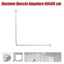 Trade Shop - Telaio Tenda Tende Bastone Asta Doccia E Vasca Da Bagno Colore Bianco 80 X 80 Cm