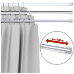 Trade Shop - Barra Telescopica Per Tenda Da Doccia 125 Cm Fino A 220 Cm Alluminio Cromato
