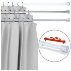 Trade Shop - Barra Telescopica Per Tenda Da Doccia 140 Cm Fino A 260 Cm Alluminio Bianco