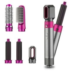 Trade Shop - Spazzola Piastra Arricciacapelli Phon Asciugacapelli 5in1 Multifunzione Ceramica