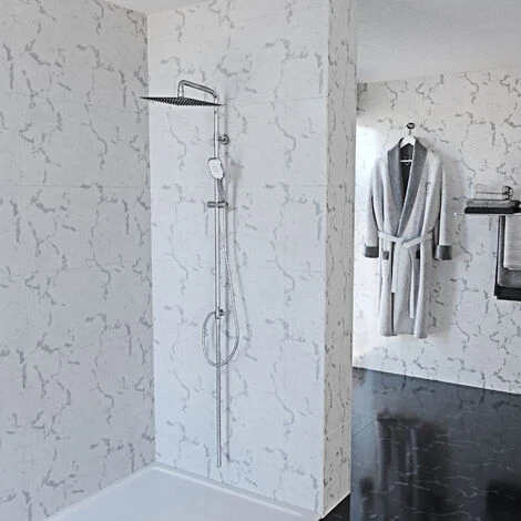 Colonna Doccia Completa In Acciao Inox Soffione Quadrato Da 30 Cm Doccetta Set Design Moderno Multifunzione Getto A Pioggia Senza Miscelatore Saliscendi Asta Regolabile Da 78 A 106 Cm Middleton 2 Colonna Doccia Completa In Acciao Inox Soffione Quadrato Da 30 Cm Doccetta Set Design Moderno Multifunzione Getto A Pioggia Senza Miscelatore Saliscendi Asta Regolabile Da 78 A 106 Cm Middleton - immagine 2