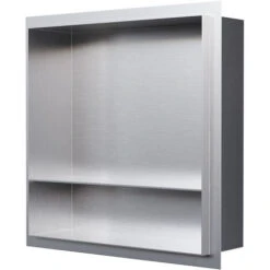 Nicchia Da Parete Senza Telaio In Acciaio Inox Con Ripiano Portaoggetti NT303010X - 30 X 30 X 10 Cm (L X A X P) - Colore Selezionabile Acciaio Satinato -Stile Bagno 50684943 3