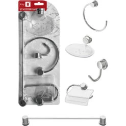 SET ACCESSORI BAGNO KEY B 5 PEZZI IN ABS CROMO -020001
