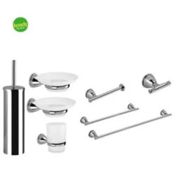ACCESSORI DA BAGNO A PARETE GEDY GENZIANA 8 PZ CROMO