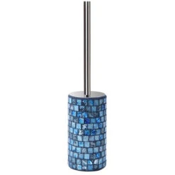 AQUASANIT Crystal Portascopino Vetro Mosaico Blu Con Manico Con Coperchio Cromato Codice Prod: QF9140BL