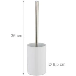 Relaxdays Set Di Scopino E Portascopino In Ceramica, Per Bagno E WC, Testa Sostituibile, 36 Cm, Da Toilette, Bianco -Stile Bagno 51971792 4