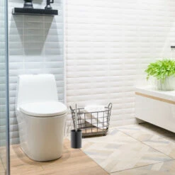 Relaxdays Set Di Scopino E Portascopino In Ceramica, Per Bagno E WC, Testa Sostituibile, 36 Cm, Da Toilette, Bianco -Stile Bagno 51971792 5