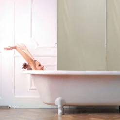 Relaxdays Tenda Per Doccia Moderna, 80x240, Vasca Da Bagno, Idrorepellente, Montaggio A Soffitto, Rullo Finestra, Beige -Stile Bagno 51979353 3