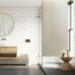 Relaxdays Tenda Per Doccia Moderna, 80x240, Vasca Da Bagno, Idrorepellente, Montaggio A Soffitto, Rullo Finestra, Beige -Stile Bagno 51979353 5