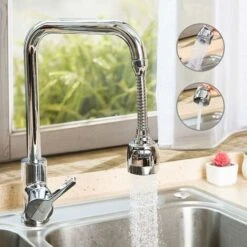 Punta Del Filtro Per Il Risparmio Idrico, Testa Del Rubinetto Della Cucina Mobile A 360 Gradi, Spruzzatore Del Filtro Per Soffione Doccia Regolabile In 2 Modalità Per Il Bagno Della Cucina (argento) -Stile Bagno 52009544 5