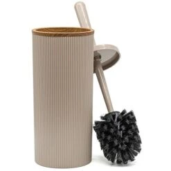 Set Bagno Da Appoggio Blob In Plastica Liscia Tortora Con Dettagli Effetto Legno -Stile Bagno 52078260 5