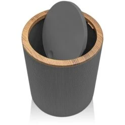 Set Bagno Da Appoggio Blob In Plastica Liscia Grigia Con Dettagli Effetto Legno -Stile Bagno 52078262 4