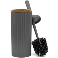 Set Bagno Da Appoggio Blob In Plastica Liscia Grigia Con Dettagli Effetto Legno -Stile Bagno 52078262 5