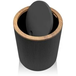 Set Bagno Da Appoggio Blob In Plastica Liscia Nera Con Dettagli Effetto Legno -Stile Bagno 52078263 4