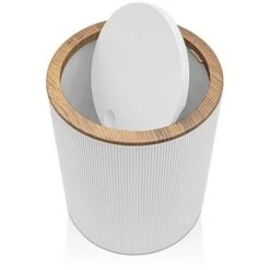 Set Bagno Da Appoggio Blob In Plastica Liscia Bianca Con Dettagli Effetto Legno -Stile Bagno 52078264 4