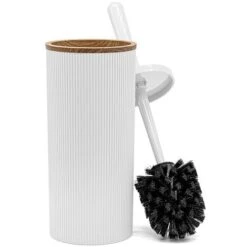 Set Bagno Da Appoggio Blob In Plastica Liscia Bianca Con Dettagli Effetto Legno -Stile Bagno 52078264 5