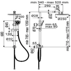 Colonna Doccia Cromata Con Braccio E Asta Estensibili - Serie Madeira -Stile Bagno 52493659 4