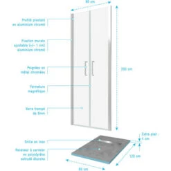 Pacchetto A Parete Doccia Da 80x200 Cm + Vassoio Doccia Con Piastrelle 80x120 Sovrapposizione -Stile Bagno 52871300 4