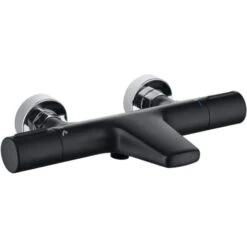 ONECE Rubinetto Doccia Termostatico In Ottone, Miscelatore Per Vasca Da Bagno Con Pulsante Di Sicurezza A 38°C, Rubinetti Per Doccia-Vasca Con Due Uscite D'acqua, Aeratore Antispruzzo