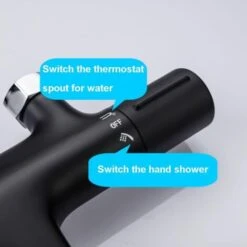 ONECE Rubinetto Doccia Termostatico In Ottone, Miscelatore Per Vasca Da Bagno Con Pulsante Di Sicurezza A 38°C, Rubinetti Per Doccia-Vasca Con Due Uscite D'acqua, Aeratore Antispruzzo -Stile Bagno 53052547 5