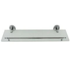 Trade Shop - Mensola In Vetro Per Bagno Acciaio Satinato Fissaggio A Parete Muro 50cm 69198