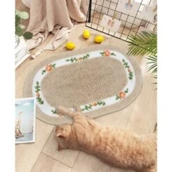 SOEKAVIA Tappeto Bagno Tappeto Casa Ovale Da 50x80 Cm In Microfibra Assorbente Con Base In Gomma Antiscivolo, Arredamenti Casa, Design Moderno Floreale, Tappeto Per Bagno, Camera Letto - Cammello -Stile Bagno 53825672 5