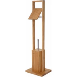 Nova Piantana Portarotolo E Portascopino Da Bagno In Legno Di Bambu