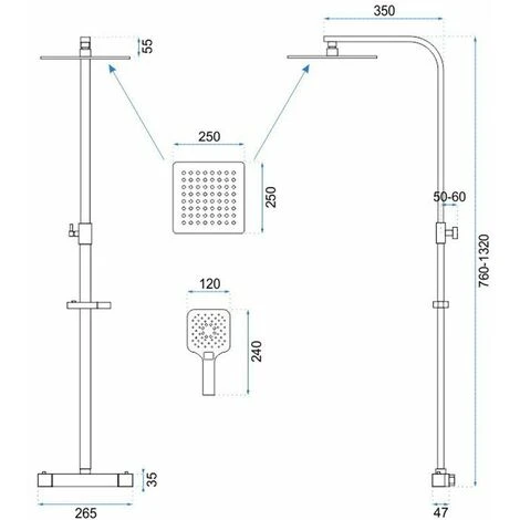 SET DOCCIA DA INCASSO CON TERMOSTATO REA JET BLACK MAT 5 SET DOCCIA DA INCASSO CON TERMOSTATO REA JET BLACK MAT - immagine 5
