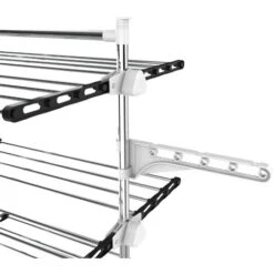 Todeco Stendino Per Biancheria, Stendibiancheria - Materiale: Tubi In Acciaio Inossidabile - Carico Massimo: 3 Kg Per Ciascun Barra Di Sostegno - 4 Ripiani, Nero/Bianco -Stile Bagno 54376631 4