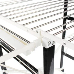 Todeco Stendibiancheria Pieghevole, Porta Abiti Pieghevole - Materiale: Plastica ABS - Dimensioni Delle Grandi Griglie Laterali Pieghevoli: 49,0 X 43,2 Cm (x 4 Pezzi) - 174 X 105 X 84 Cm, Nero/Bianco -Stile Bagno 54376695 4