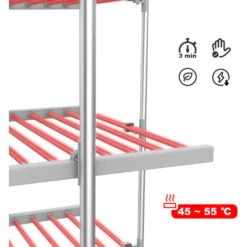 Todeco Stendibiancheria Elettrico, Stendino Pieghevole Da Interno - Dimensioni Piegato: 143 X 72 X 9 Cm - Materiale: Lega Di Alluminio - 3 Ripiani, Bianco, Con Ruote E Coperchio -Stile Bagno 54376768 4