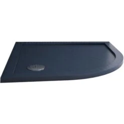 Piatto Doccia Bordato Antracite Effetto Pietra In Acrilico Mod. Flower 80x80x4 Cm Semicircolare