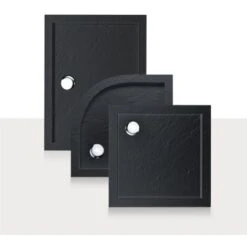 Piatto Doccia Bordato Antracite Effetto Pietra In Acrilico Mod. Flower 80x80x4 Cm Semicircolare -Stile Bagno 5455842 5