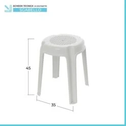 Sgabello Bagno Multiuso Impilabile In Plastica Bianco 35 X 45 Cm -Stile Bagno 54632213 3