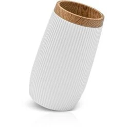 Set 2 Pezzi Dispenser Sapone E Porta Spazzolino Bianco Dettagli Effetto Legno Blob -Stile Bagno 55076237 5