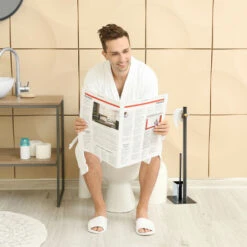 Relaxdays Piantana Portarotolo E Scovolino, Carta Igienica, Portascopino, In Acciaio, HxLxP: 77,5 X 21,5 X 20 Cm, Nero -Stile Bagno 56547226 3