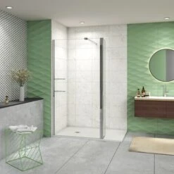 110x200 Cm Doccia Walk In Parete Fissa 80 Cm + Paretina Mobile 30 Cm In Vetro Temperato Da 8 Mm Anticalcare Con 2 Ripiani Mensole Barra Stabilizzatrice 90cm