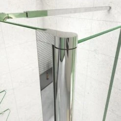 110x200 Cm Doccia Walk In Parete Fissa 80 Cm + Paretina Mobile 30 Cm In Vetro Temperato Da 8 Mm Anticalcare Con 2 Ripiani Mensole Barra Stabilizzatrice 90cm -Stile Bagno 56624995 3