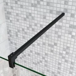 50x200 Cm Box Doccia Walk In Parete Fissa In Vetro Temperato Da 10 Mm Trasparente Anticalcare Con Barra Stabilizzatrice 90 Cm Nero Opaco -Stile Bagno 56625138 4