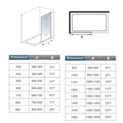 50x200 Cm Box Doccia Walk In Parete Fissa In Vetro Temperato Da 10 Mm Trasparente Anticalcare Con Barra Stabilizzatrice 90 Cm Nero Opaco -Stile Bagno 56625138 5
