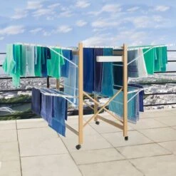 Stendibiancheria Deluxe Design Effetto Legno Stendibiancheria Allungabile Pieghevole -Stile Bagno 57241795 5