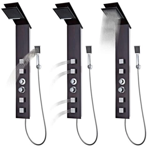 Sistema Pannello Doccia In Vetro Marrone VidaXL 4 Sistema Pannello Doccia In Vetro Marrone VidaXL - immagine 4