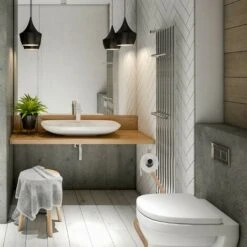 Relaxdays Piantana Portarotolo E Scovolino, Portascopino, WC, Bagno, Acciaio E MDF, HLP 75x18,5x18,5 Cm, Nero Naturale -Stile Bagno 58525425 5