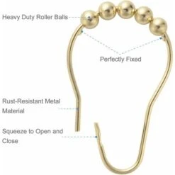 HIASDFLS Confezione Da 12 Anelli Per Tende Da Doccia In Acciaio Inossidabile E Anelli Per Tende Da Doccia Anticorrosione -Stile Bagno 59008982 3