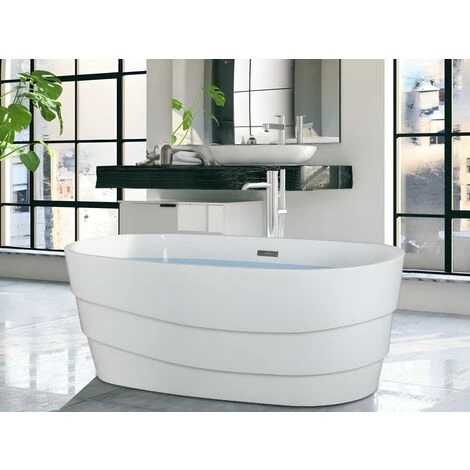 Vasca Da Bagno Freestanding Di Design 200L 150x72x58 Cm Bianco - DOMINIKA 1 Vasca Da Bagno Freestanding Di Design 200L 150x72x58 Cm Bianco - DOMINIKA