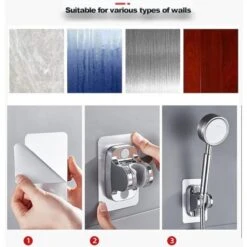 Supporto Doccia Per Colla Portatile Staffa Per Soffione Doccia Supporto Doccia Universale Per Colla Super Senza Foratura, Angolo Regolabile (argento Normale) -Stile Bagno 59305169 5