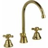 Rubinetto Lavabo 3 Fori Canna Alta In Colore Oro Gattoni Calypso 1109350D0 | Oro - Piletta Con Salterello 1"1/4
