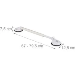 1x Maniglia Da Doccia Con Ventose, 67-79,5 Cm, Supporto Per Vasca Da Bagno, 70 Kg Di Capacità, Anziani & Bambini, Bianco -Stile Bagno 59970649 4